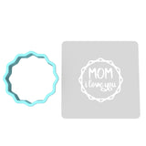 Mom I Love You Cookie Cutter | Stamp | Stencil Animals & Dinosaurs Cookie Cutter Lady MINI - 2 Inches (5cm) **BUNDLE** Cutter + Stencil