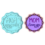 Mom I Love You Cookie Cutter | Stamp | Stencil Animals & Dinosaurs Cookie Cutter Lady MINI - 2 Inches (5cm) **BUNDLE** Cutter + Stamp