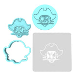 Pirate Head Cookie Cutter | Stamp | Stencil #1 Boys/ Army / Outdoorsman Cookie Cutter Lady MINI - 2 Inches (5cm) **FULL SET BUNDLE** Cutter + Stamp + Stencil + Debosser **BEST DEAL**