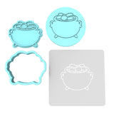 Pot of Gold Cookie Cutter | Stamp | Stencil #2 Wedding / Baby / V Day Cookie Cutter Lady MINI - 2 Inches (5cm) **FULL SET BUNDLE** Cutter + Stamp + Stencil + Debosser **BEST DEAL**