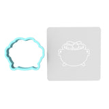 Pot of Gold Cookie Cutter | Stamp | Stencil #2 Wedding / Baby / V Day Cookie Cutter Lady MINI - 2 Inches (5cm) **BUNDLE** Cutter + Stencil