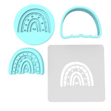 Rainbow Boho Cookie Cutter | Stamp | Stencil #2 Cookie Cutter Lady MINI - 2 Inches (5cm) **FULL SET BUNDLE** Cutter + Stamp + Stencil + Debosser **BEST DEAL**