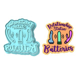 Relationship Status: Batteries Toys Cookie Cutter | Stamp | Stencil Bachelorette & Bachelor Cookie Cutter Lady MINI - 2 Inches (5cm) **BUNDLE** Cutter + Stamp