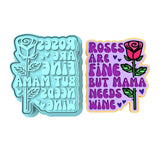 Roses are Fine but Mama Needs Wine Cookie Cutter | Stamp | Stencil Wedding / Baby / V Day Cookie Cutter Lady MINI - 2 Inches (5cm) **BUNDLE** Cutter + Stamp