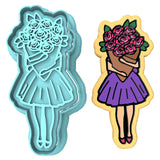 Roses Girl Cookie Cutter | Stamp | Stencil #1