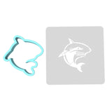 Shark Mascot Cookie Cutter | Stamp | Stencil #1 Animals & Dinosaurs Cookie Cutter Lady MINI - 2 Inches (5cm) **BUNDLE** Cutter + Stencil