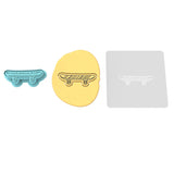 Skateboard Cookie Cutter | Stamp | Stencil #1 Comic Book / Vehicles Cookie Cutter Lady 2 Inch Small Cupcake Cutter + Stamp Yes