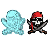 Skull Bandana Cookie Cutter | Stamp | Stencil #1 Boys/ Army / Outdoorsman Cookie Cutter Lady MINI - 2 Inches (5cm) **BUNDLE** Cutter + Stamp