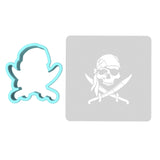 Skull Bandana Cookie Cutter | Stamp | Stencil #1 Boys/ Army / Outdoorsman Cookie Cutter Lady MINI - 2 Inches (5cm) **BUNDLE** Cutter + Stencil