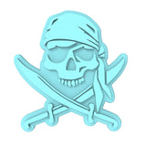 Skull Bandana Cookie Cutter | Stamp | Stencil #1 Boys/ Army / Outdoorsman Cookie Cutter Lady MINI - 2 Inches (5cm) Stamp ONLY