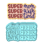 Super Mom Super Wife Cookie Cutter | Stamp | Stencil Animals & Dinosaurs Cookie Cutter Lady MINI - 2 Inches (5cm) **BUNDLE** Cutter + Stamp