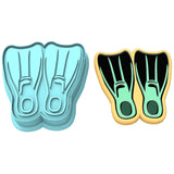 Swim Flipper Pair Cookie Cutter | Stamp | Stencil #1