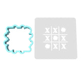 Tic Tac Toe Clover Cookie Cutter | Stamp | Stencil #1 Cookie Cutter Lady MINI - 2 Inches (5cm) **BUNDLE** Cutter + Stencil