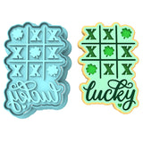 Tic Tac Toe Clover Lucky Cookie Cutter | Stamp | Stencil #1 Cookie Cutter Lady MINI - 2 Inches (5cm) **BUNDLE** Cutter + Stamp