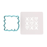 Tic Tac Toe Love Cookie Cutter | Stamp | Stencil #1 Wedding / Baby / V Day Cookie Cutter Lady MINI - 2 Inches (5cm) **BUNDLE** Cutter + Stencil