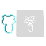 Tulips Jar Cookie Cutter | Stamp | Stencil #1 Animals & Dinosaurs Cookie Cutter Lady MINI - 2 Inches (5cm) **BUNDLE** Cutter + Stencil