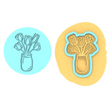 Tulips Jar Cookie Cutter | Stamp | Stencil #1 Animals & Dinosaurs Cookie Cutter Lady MINI - 2 Inches (5cm) **BUNDLE** Cutter + Debosser