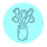 Tulips Jar Cookie Cutter | Stamp | Stencil #1 Animals & Dinosaurs Cookie Cutter Lady MINI - 2 Inches (5cm) Debosser ONLY