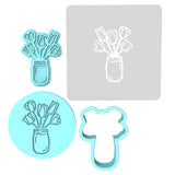 Tulips Jar Cookie Cutter | Stamp | Stencil #1 Animals & Dinosaurs Cookie Cutter Lady MINI - 2 Inches (5cm) **FULL SET BUNDLE** Cutter + Stamp + Stencil + Debosser **BEST DEAL**