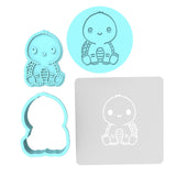 Turtle Cookie Cutter | Stamp | Stencil #3 Animals & Dinosaurs Cookie Cutter Lady MINI - 2 Inches (5cm) **FULL SET BUNDLE** Cutter + Stamp + Stencil + Debosser **BEST DEAL**