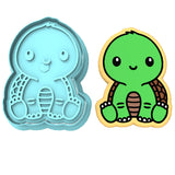 Turtle Cookie Cutter | Stamp | Stencil #3 Animals & Dinosaurs Cookie Cutter Lady MINI - 2 Inches (5cm) **BUNDLE** Cutter + Stamp