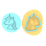 Unicorn Head Cookie Cutter | Stamp | Stencil #4 Animals & Dinosaurs Cookie Cutter Lady MINI - 2 Inches (5cm) **BUNDLE** Cutter + Debosser