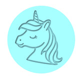 Unicorn Head Cookie Cutter | Stamp | Stencil #4 Animals & Dinosaurs Cookie Cutter Lady MINI - 2 Inches (5cm) Debosser ONLY