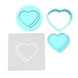 Valentine Candy Heart Blank Cookie Cutter | Stamp | Stencil #2 Wedding / Baby / V Day Cookie Cutter Lady MINI - 2 Inches (5cm) **FULL SET BUNDLE** Cutter + Stamp + Stencil + Debosser **BEST DEAL**