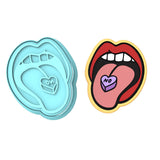 Valentine Tongue No Cookie Cutter | Stamp | Stencil Girly / Dolls / Princess Cookie Cutter Lady MINI - 2 Inches (5cm) **BUNDLE** Cutter + Stamp