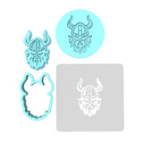 Viking Cookie Cutter | Stamp | Stencil #1 Boys/ Army / Outdoorsman Cookie Cutter Lady MINI - 2 Inches (5cm) **FULL SET BUNDLE** Cutter + Stamp + Stencil + Debosser **BEST DEAL**