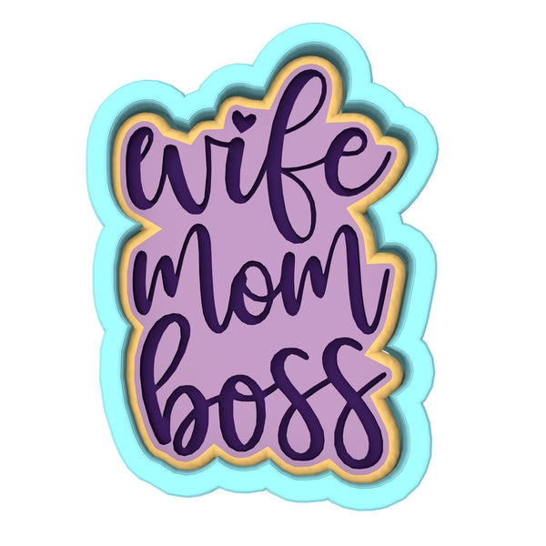 Wife Mom Boss Cookie Cutter | Stamp | Stencil Animals & Dinosaurs Cookie Cutter Lady 