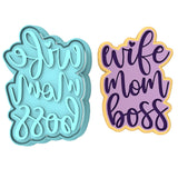 Wife Mom Boss Cookie Cutter | Stamp | Stencil Animals & Dinosaurs Cookie Cutter Lady MINI - 2 Inches (5cm) **BUNDLE** Cutter + Stamp