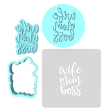 Wife Mom Boss Cookie Cutter | Stamp | Stencil Animals & Dinosaurs Cookie Cutter Lady MINI - 2 Inches (5cm) **FULL SET BUNDLE** Cutter + Stamp + Stencil + Debosser **BEST DEAL**