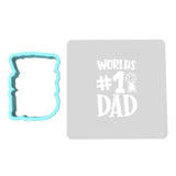 World's #1 Dad Cookie Cutter | Stamp | Stencil #2A fathers day Cookie Cutter Lady MINI - 2 Inches (5cm) **BUNDLE** Cutter + Stencil