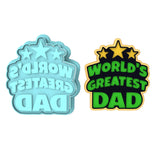 World's Greatest Dad Cookie Cutter | Stamp | Stencil #1 Cookie Cutter Lady MINI - 2 Inches (5cm) **BUNDLE** Cutter + Stamp
