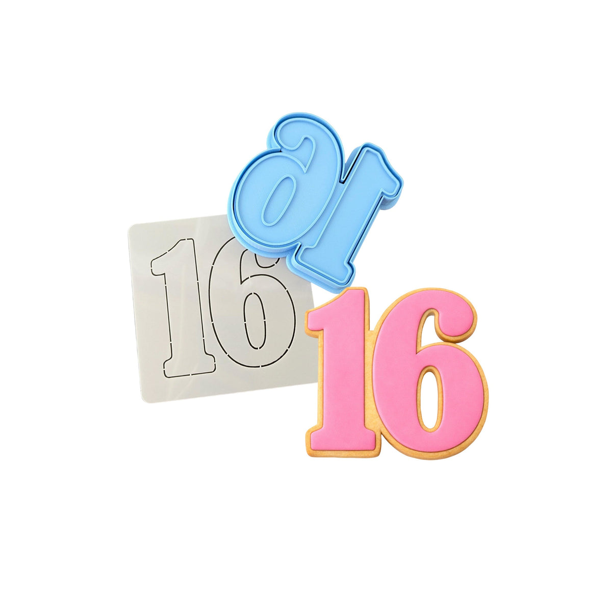 16 Birthday 1 Cookie Cutter | Stamp | Stencil - SHARP EDGES - FAST Shipping - Choose Your Own Size! #1 Cookie Cutter Lady LITTLE - 3 Inches (7.62cm) **BUNDLE** Cutter + Stamp + Stencil 