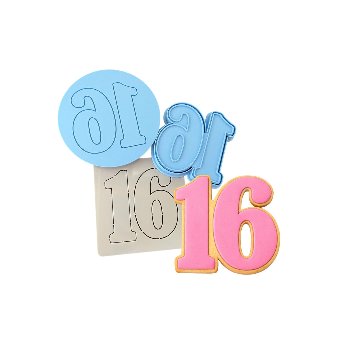 16 Birthday 1 Cookie Cutter | Stamp | Stencil - SHARP EDGES - FAST Shipping - Choose Your Own Size! #1 Cookie Cutter Lady LITTLE - 3 Inches (7.62cm) **FULL SET BUNDLE** Cutter + Stamp + Stencil + Debosser **BEST DEAL** 