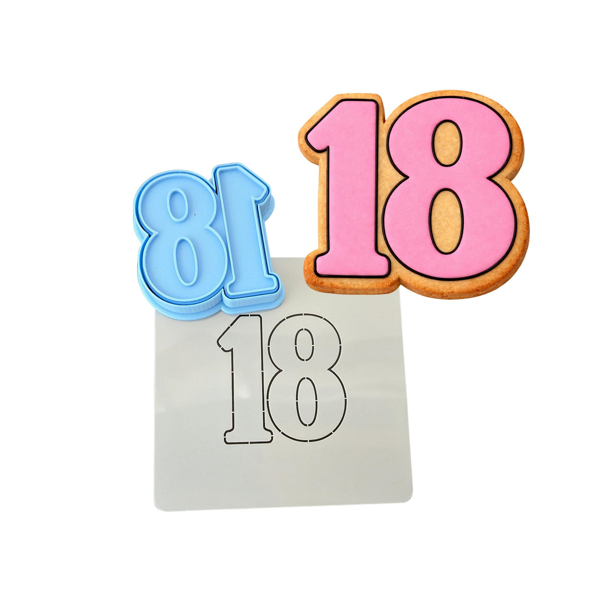 18 Birthday 1 Cookie Cutter | Stamp | Stencil - SHARP EDGES - FAST Shipping - Choose Your Own Size! #1 Cookie Cutter Lady LITTLE - 3 Inches (7.62cm) **BUNDLE** Cutter + Stamp + Stencil 