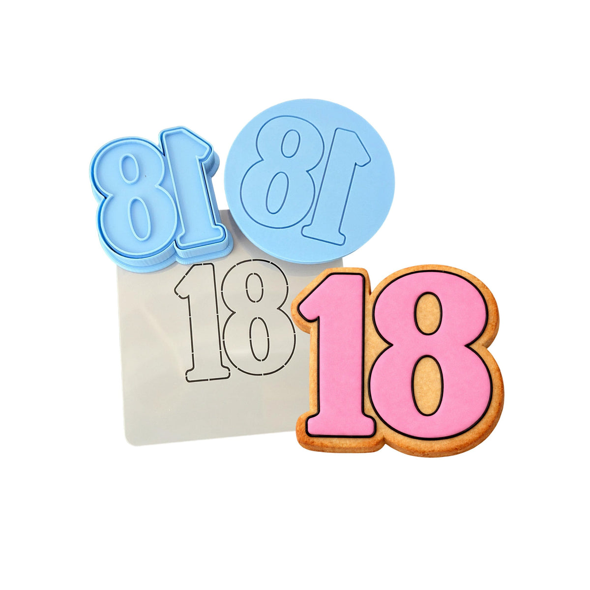 18 Birthday 1 Cookie Cutter | Stamp | Stencil - SHARP EDGES - FAST Shipping - Choose Your Own Size! #1 Cookie Cutter Lady LITTLE - 3 Inches (7.62cm) **FULL SET BUNDLE** Cutter + Stamp + Stencil + Debosser **BEST DEAL** 