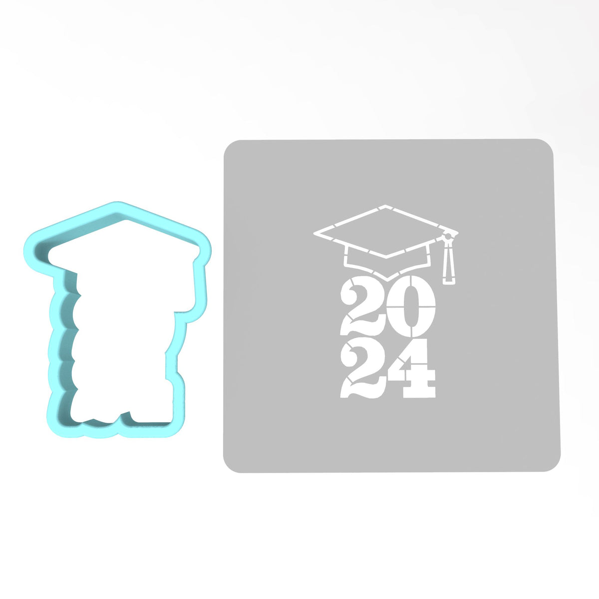 2024 Graduation Cookie Cutter | Stamp | Stencil #2B Wedding / Baby / V Day Cookie Cutter Lady MINI - 2 Inches (5cm) **BUNDLE** Cutter + Stencil 