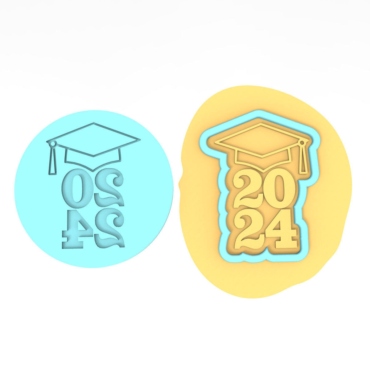 2024 Graduation Cookie Cutter | Stamp | Stencil #2B Wedding / Baby / V Day Cookie Cutter Lady MINI - 2 Inches (5cm) **BUNDLE** Cutter + Debosser 