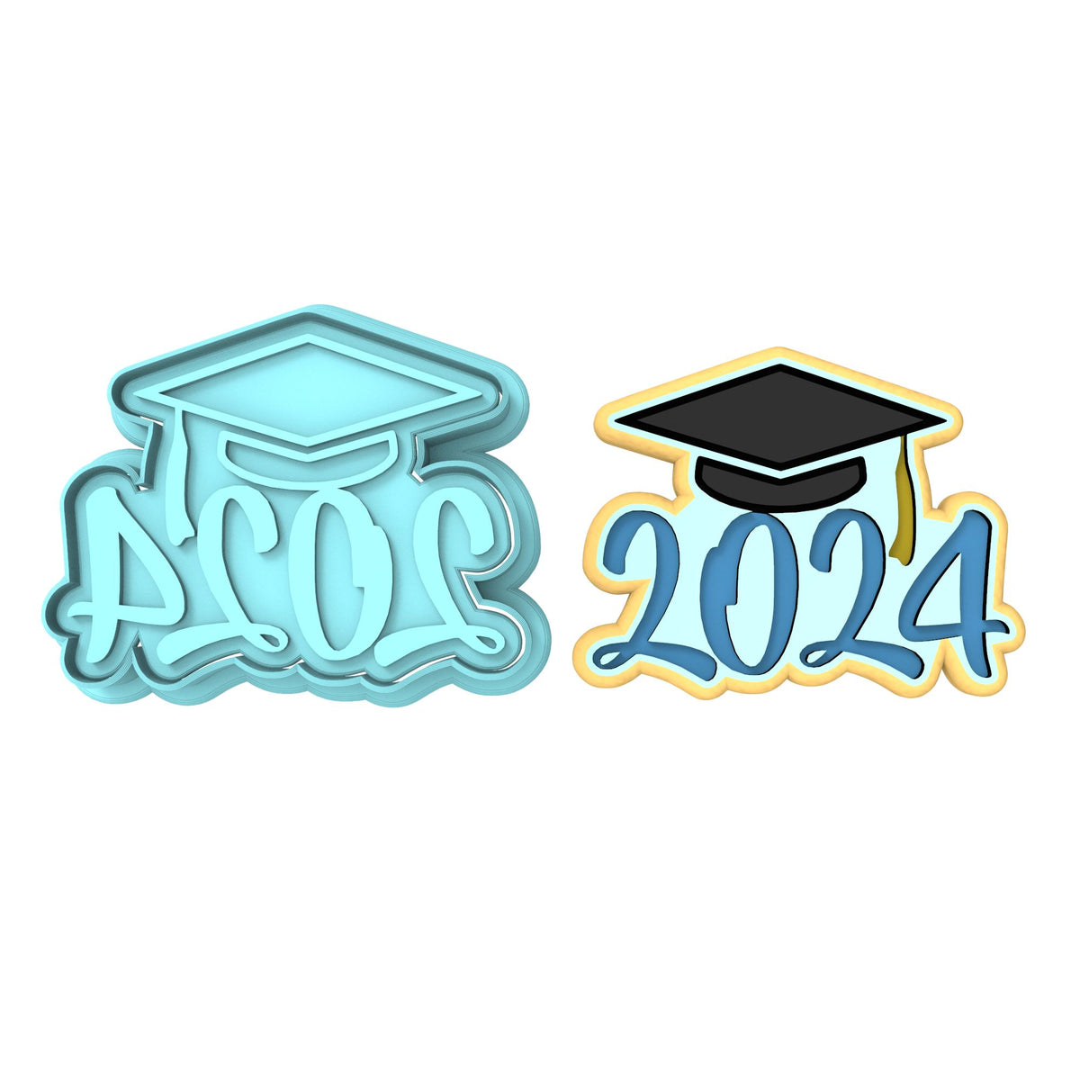 2024 Graduation Cookie Cutter | Stamp | Stencil #3C Wedding / Baby / V Day Cookie Cutter Lady MINI - 2 Inches (5cm) **BUNDLE** Cutter + Stamp 