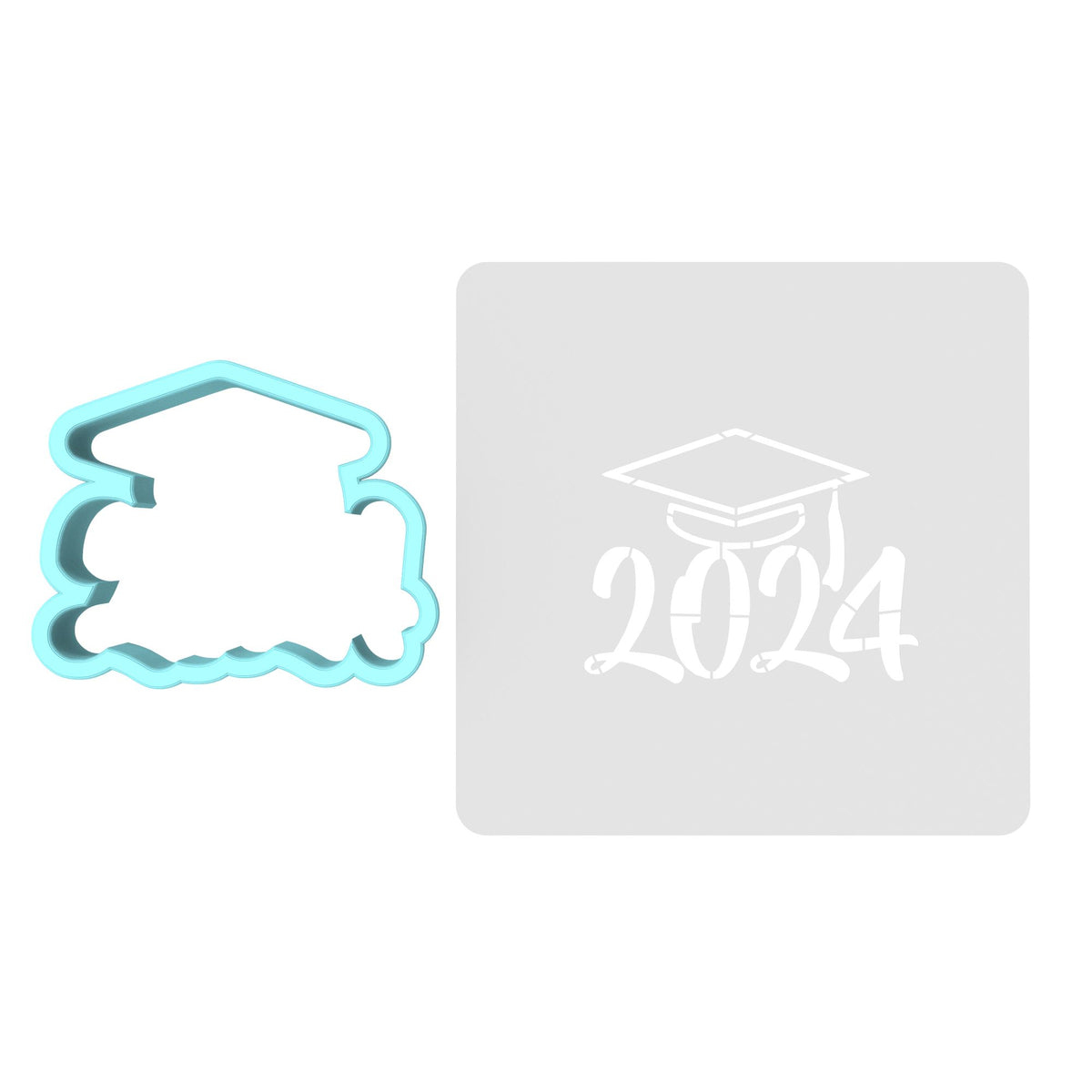 2024 Graduation Cookie Cutter | Stamp | Stencil #3C Wedding / Baby / V Day Cookie Cutter Lady MINI - 2 Inches (5cm) **BUNDLE** Cutter + Stencil 
