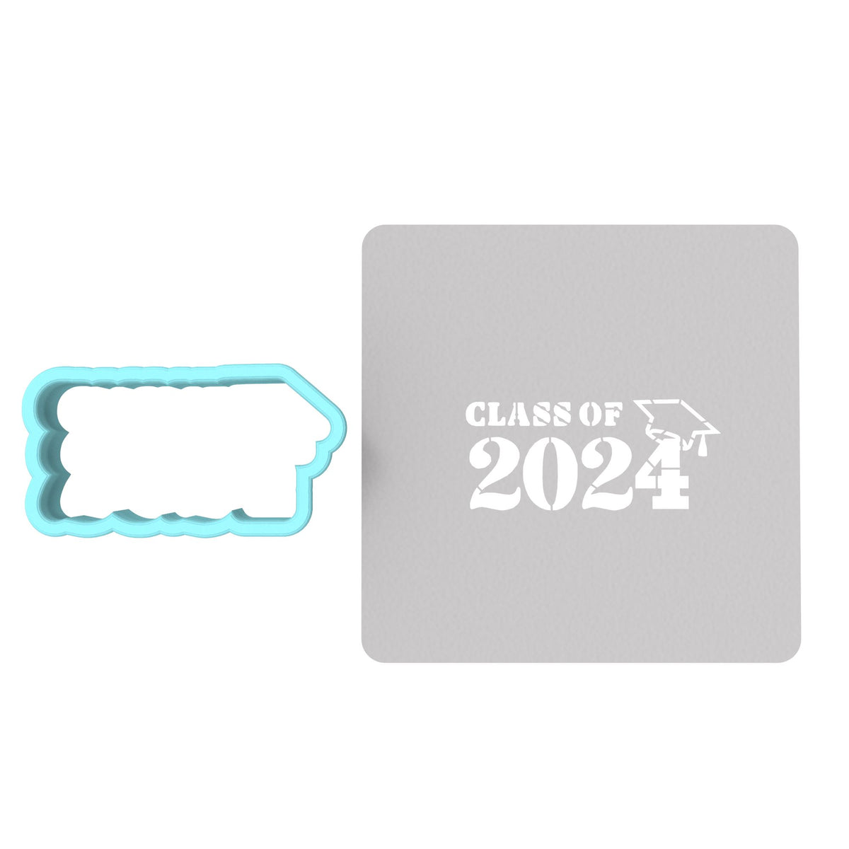 2024 Graduation Cookie Cutter | Stamp | Stencil #4D Wedding / Baby / V Day Cookie Cutter Lady MINI - 2 Inches (5cm) **BUNDLE** Cutter + Stencil 