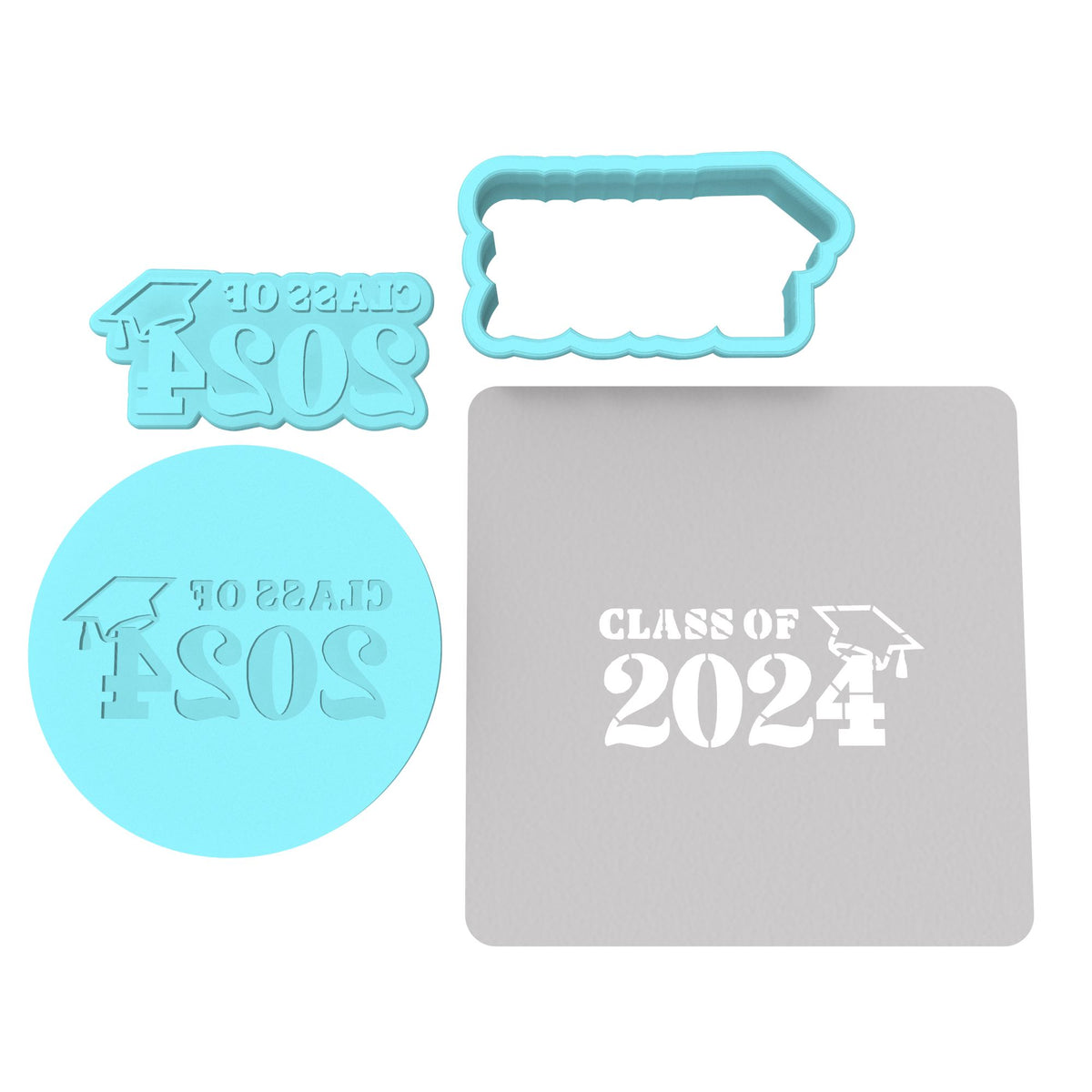 2024 Graduation Cookie Cutter | Stamp | Stencil #4D Wedding / Baby / V Day Cookie Cutter Lady MINI - 2 Inches (5cm) **FULL SET BUNDLE** Cutter + Stamp + Stencil + Debosser **BEST DEAL** 