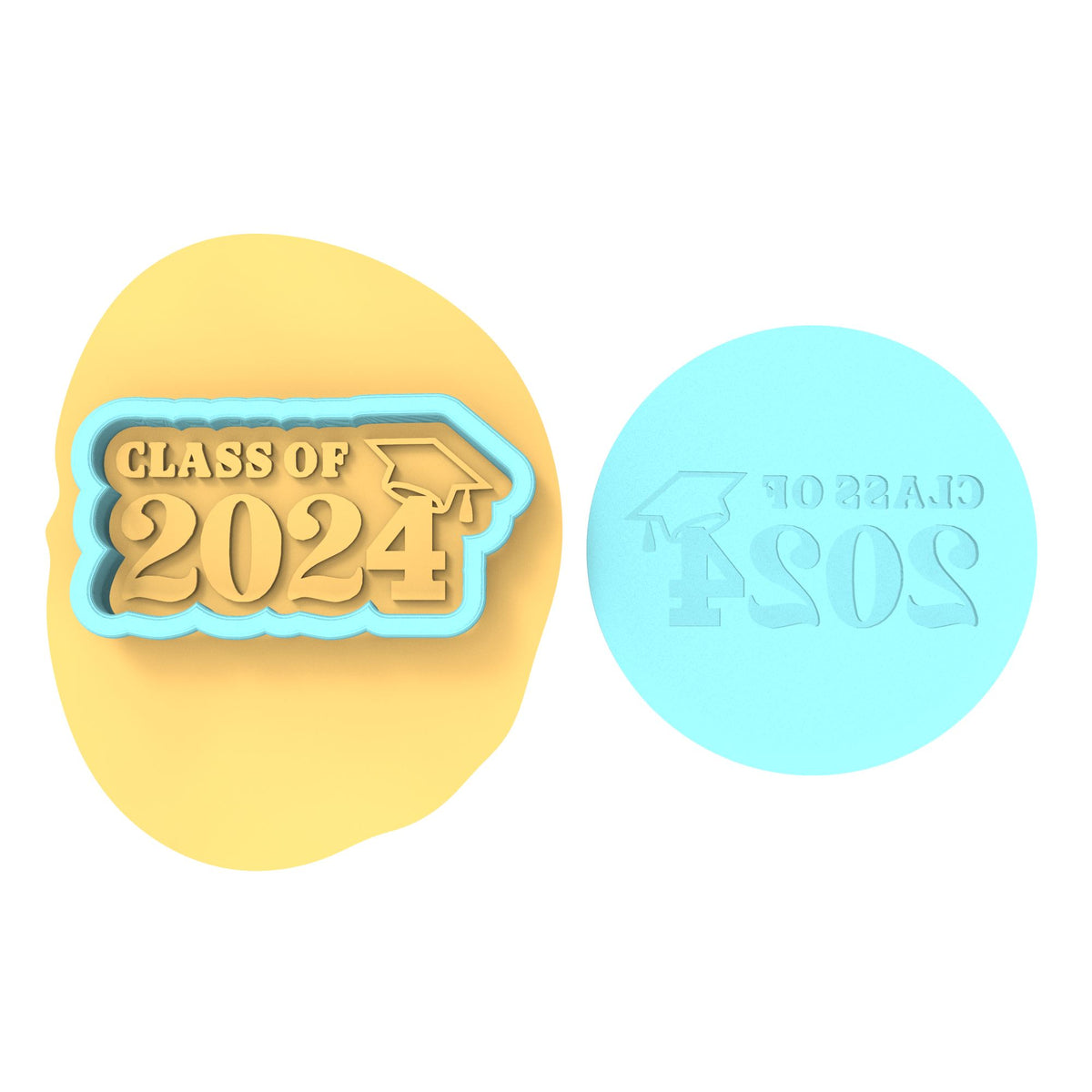 2024 Graduation Cookie Cutter | Stamp | Stencil #4D Wedding / Baby / V Day Cookie Cutter Lady MINI - 2 Inches (5cm) **BUNDLE** Cutter + Debosser 