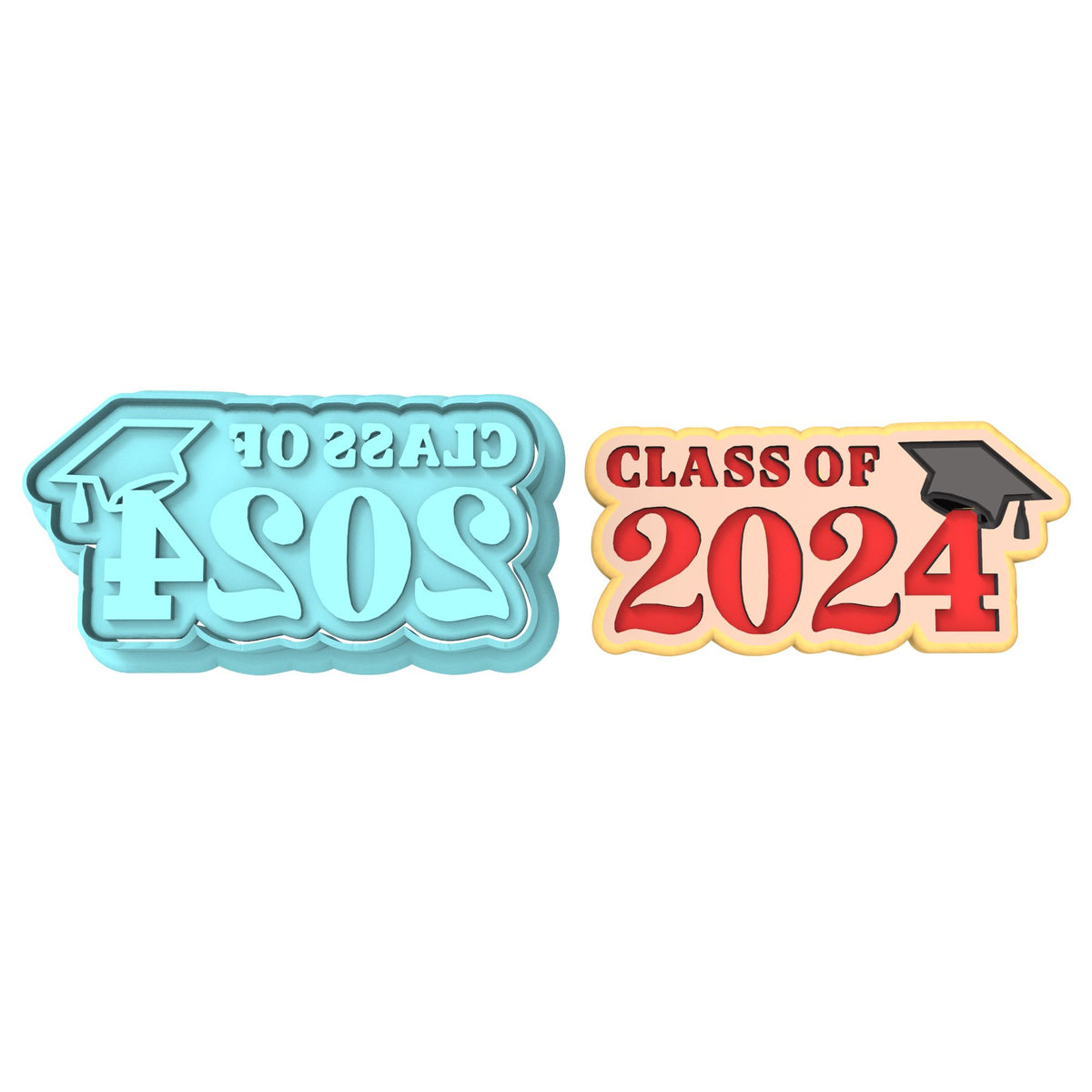 2024 Graduation Cookie Cutter | Stamp | Stencil #4D Wedding / Baby / V Day Cookie Cutter Lady MINI - 2 Inches (5cm) **BUNDLE** Cutter + Stamp 
