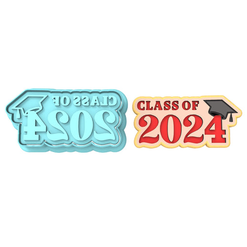 2024 Graduation Cookie Cutter | Stamp | Stencil #4D Wedding / Baby / V Day Cookie Cutter Lady MINI - 2 Inches (5cm) **BUNDLE** Cutter + Stamp 