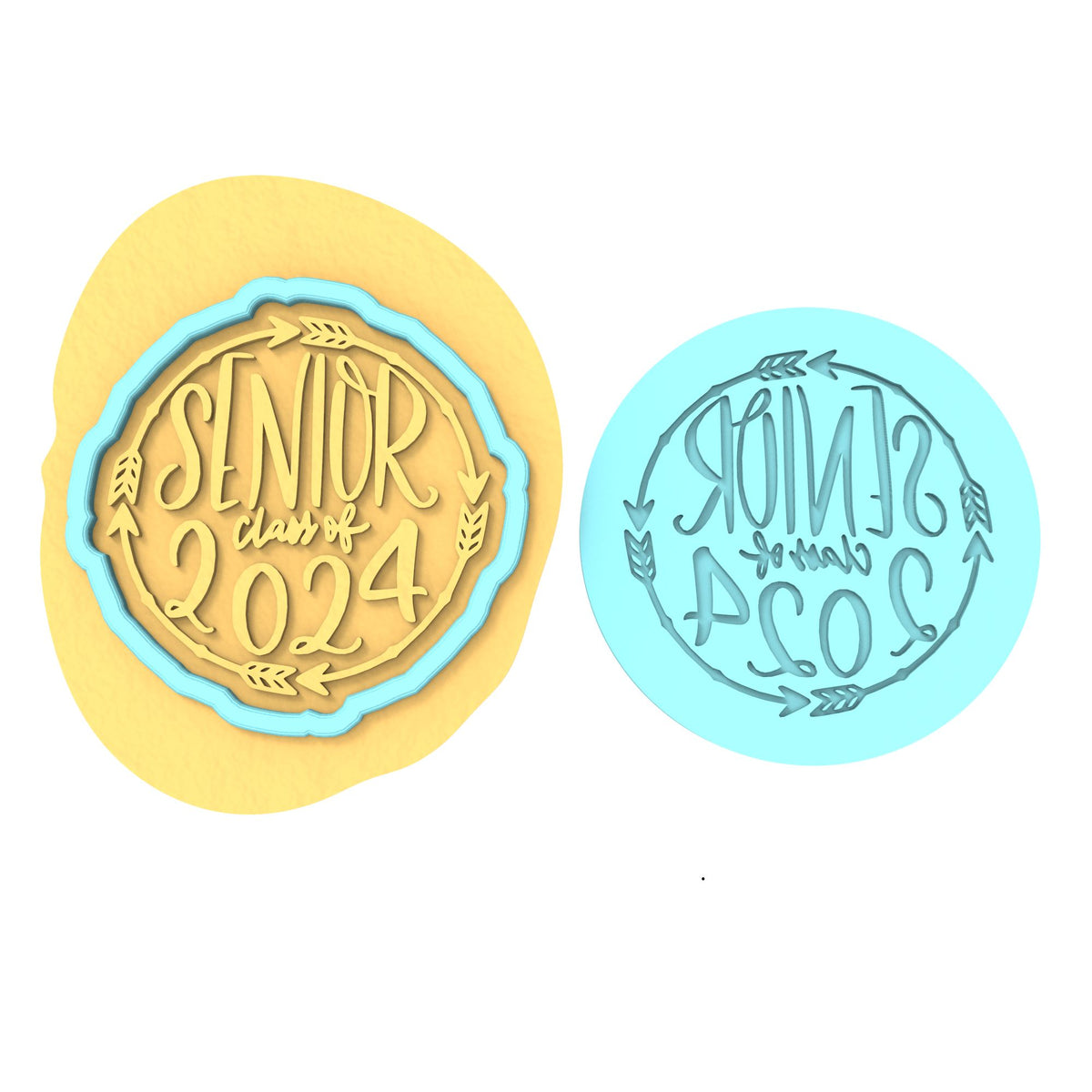 2024 Graduation Cookie Cutter | Stamp | Stencil #5E Wedding / Baby / V Day Cookie Cutter Lady MINI - 2 Inches (5cm) **BUNDLE** Cutter + Debosser 