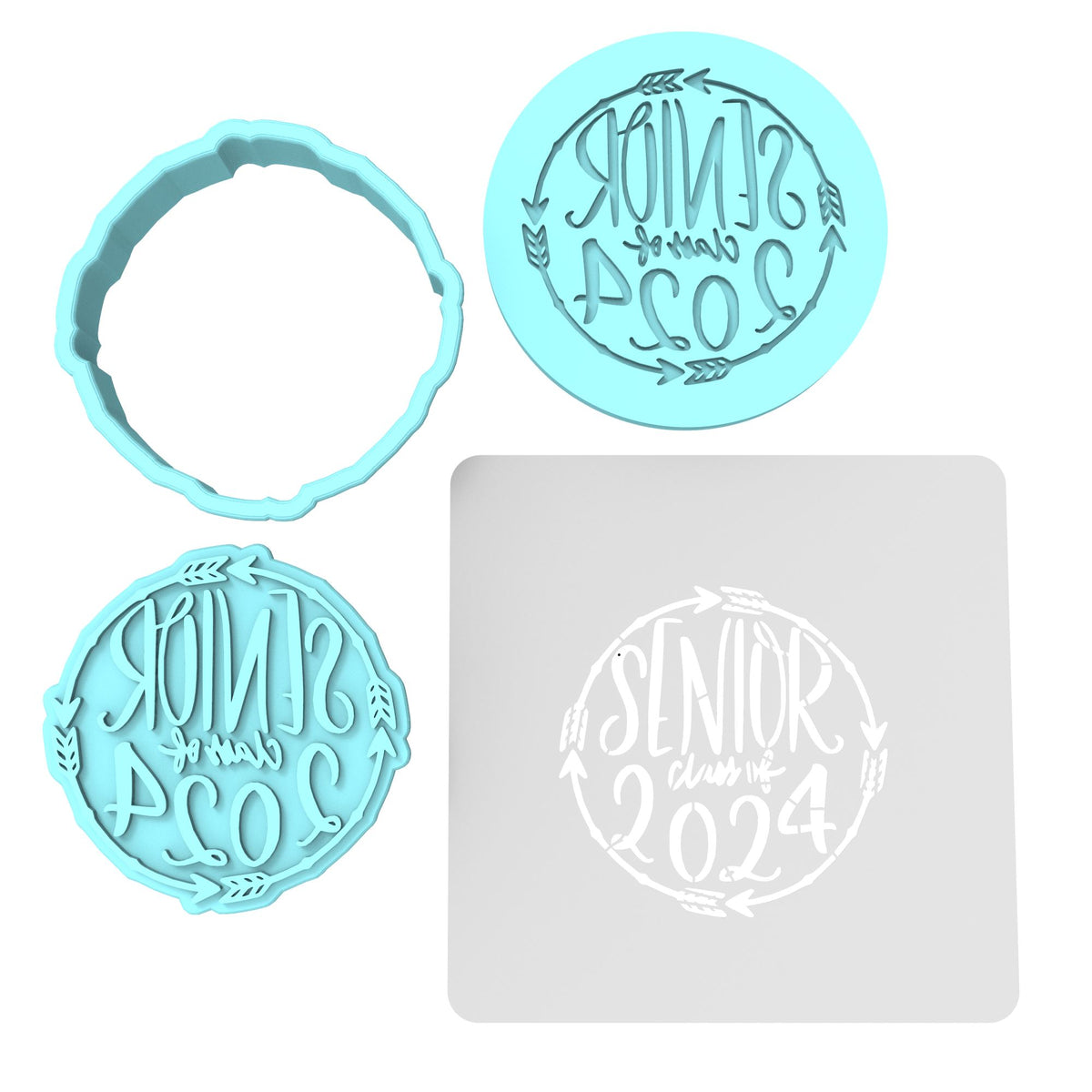 2024 Graduation Cookie Cutter | Stamp | Stencil #5E Wedding / Baby / V Day Cookie Cutter Lady MINI - 2 Inches (5cm) **FULL SET BUNDLE** Cutter + Stamp + Stencil + Debosser **BEST DEAL** 
